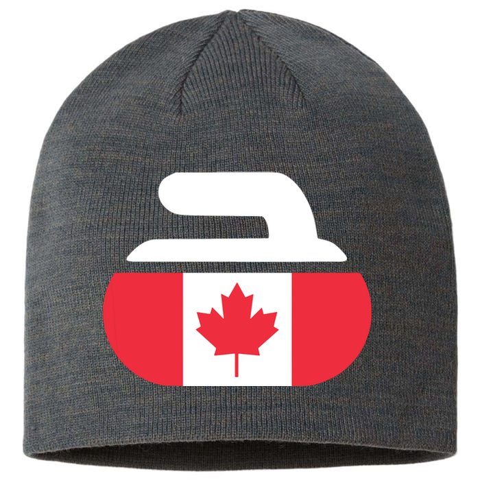 Curling Stone Canada Curler Canadian Flag Curling Sustainable Beanie