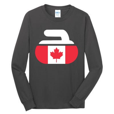 Curling Stone Canada Curler Canadian Flag Curling Tall Long Sleeve T-Shirt