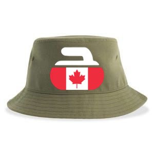 Curling Stone Canada Curler Canadian Flag Curling Sustainable Bucket Hat