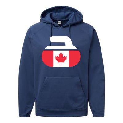 Curling Stone Canada Curler Canadian Flag Curling Performance Fleece Hoodie