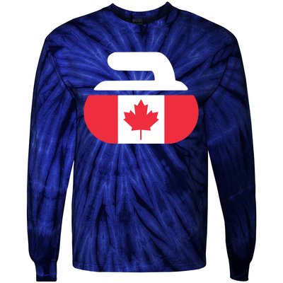 Curling Stone Canada Curler Canadian Flag Curling Tie-Dye Long Sleeve Shirt