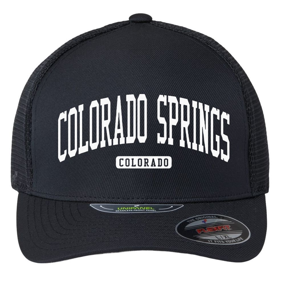 Colorado Springs Colorado CO College University Style Flexfit Unipanel Trucker Cap