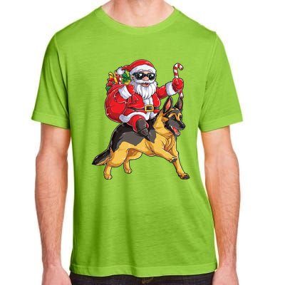 Christmas Santa Claus Riding Ger Shepherd Xmas Dog Cute Gift Adult ChromaSoft Performance T-Shirt