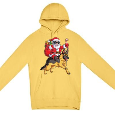 Christmas Santa Claus Riding Ger Shepherd Xmas Dog Cute Gift Premium Pullover Hoodie