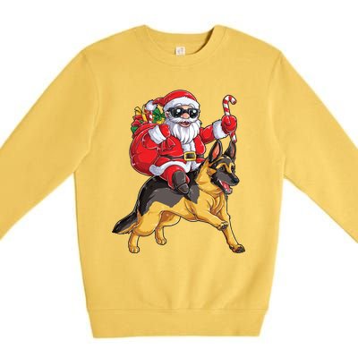 Christmas Santa Claus Riding Ger Shepherd Xmas Dog Cute Gift Premium Crewneck Sweatshirt