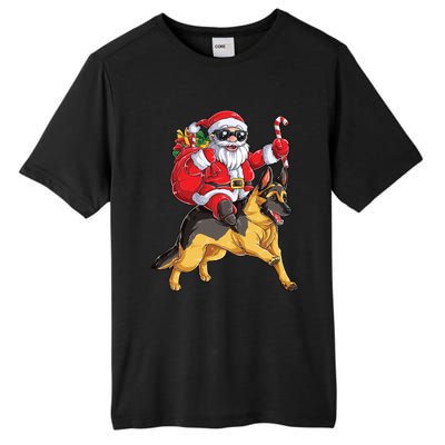 Christmas Santa Claus Riding Ger Shepherd Xmas Dog Cute Gift Tall Fusion ChromaSoft Performance T-Shirt