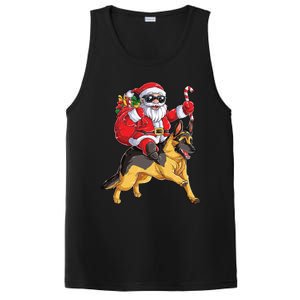 Christmas Santa Claus Riding Ger Shepherd Xmas Dog Cute Gift PosiCharge Competitor Tank