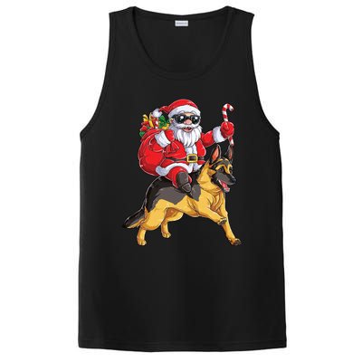 Christmas Santa Claus Riding Ger Shepherd Xmas Dog Cute Gift PosiCharge Competitor Tank