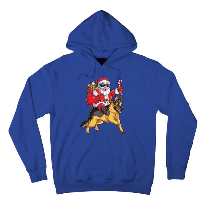 Christmas Santa Claus Riding Ger Shepherd Xmas Dog Cute Gift Hoodie