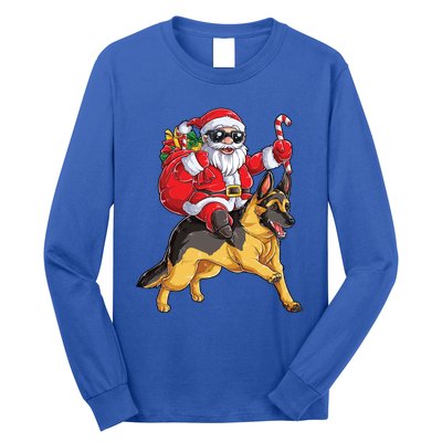 Christmas Santa Claus Riding Ger Shepherd Xmas Dog Cute Gift Long Sleeve Shirt