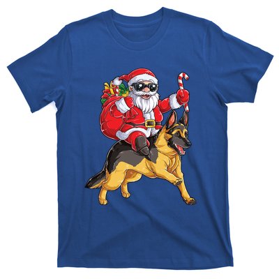 Christmas Santa Claus Riding Ger Shepherd Xmas Dog Cute Gift T-Shirt