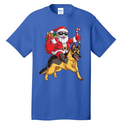 Christmas Santa Claus Riding Ger Shepherd Xmas Dog Cute Gift Tall T-Shirt