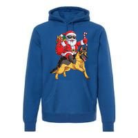 Christmas Santa Claus Riding Ger Shepherd Xmas Dog Cute Gift Premium Hoodie