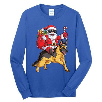 Christmas Santa Claus Riding Ger Shepherd Xmas Dog Cute Gift Tall Long Sleeve T-Shirt