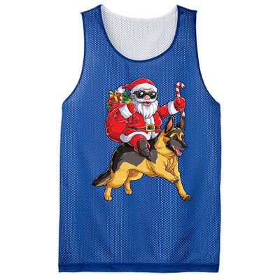 Christmas Santa Claus Riding Ger Shepherd Xmas Dog Cute Gift Mesh Reversible Basketball Jersey Tank