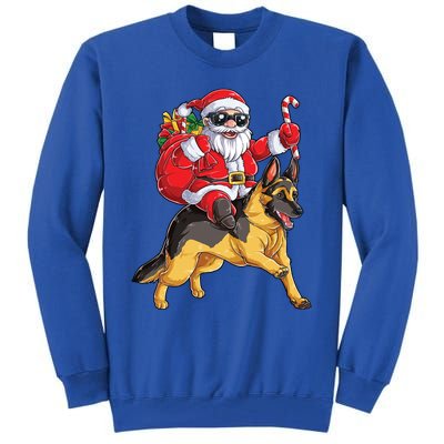 Christmas Santa Claus Riding Ger Shepherd Xmas Dog Cute Gift Tall Sweatshirt