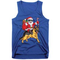 Christmas Santa Claus Riding Ger Shepherd Xmas Dog Cute Gift Tank Top