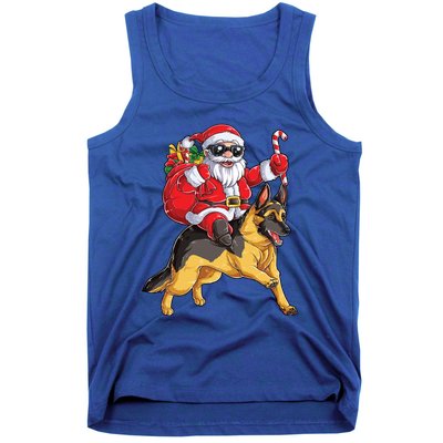 Christmas Santa Claus Riding Ger Shepherd Xmas Dog Cute Gift Tank Top