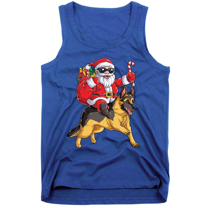 Christmas Santa Claus Riding Ger Shepherd Xmas Dog Cute Gift Tank Top