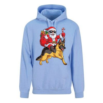 Christmas Santa Claus Riding Ger Shepherd Xmas Dog Cute Gift Unisex Surf Hoodie