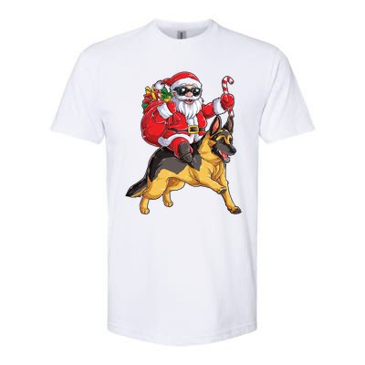 Christmas Santa Claus Riding Ger Shepherd Xmas Dog Cute Gift Softstyle CVC T-Shirt