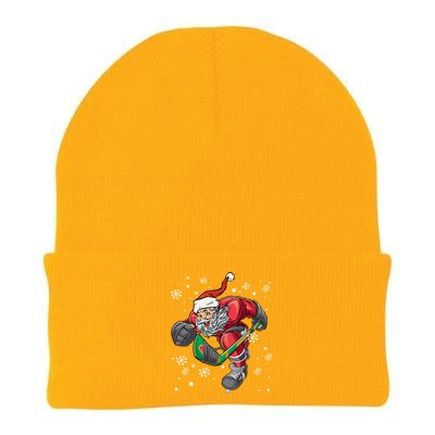 Christmas Santa Claus Ice Hockey Funny Gift Teens Funny Gift Knit Cap Winter Beanie