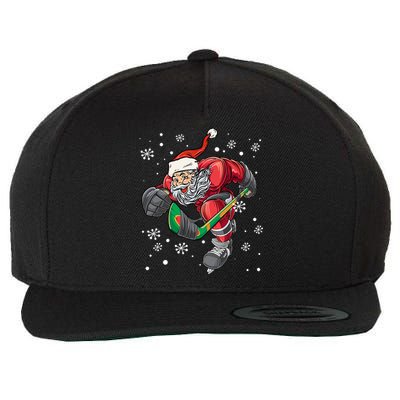 Christmas Santa Claus Ice Hockey Funny Gift Teens Funny Gift Wool Snapback Cap