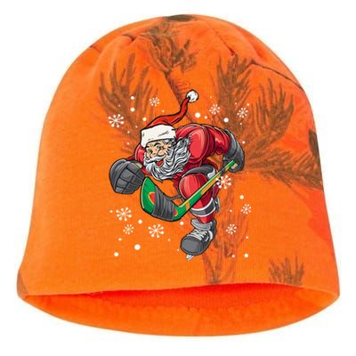 Christmas Santa Claus Ice Hockey Funny Gift Teens Funny Gift Kati - Camo Knit Beanie