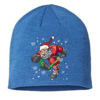 Christmas Santa Claus Ice Hockey Funny Gift Teens Funny Gift Sustainable Beanie