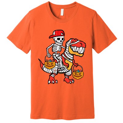 Cool Skeleton Cap Dino Mummy Halloween Premium T-Shirt