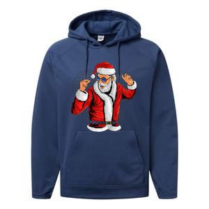 Cool Santa Claus Christmas Party Outfit Funny And Funny Performance Fleece Hoodie