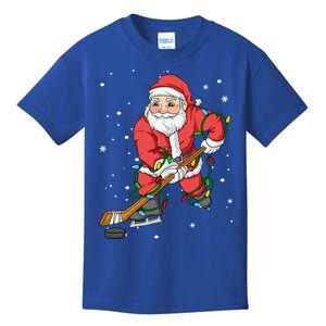 Christmas Santa Claus Player Ice Hockey Funny Gift Kids T-Shirt