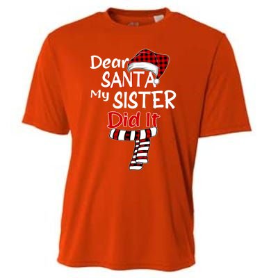 Christmas Santa Claus Red Plaid Dear Santa My Sister Did It Gift Cooling Performance Crew T-Shirt