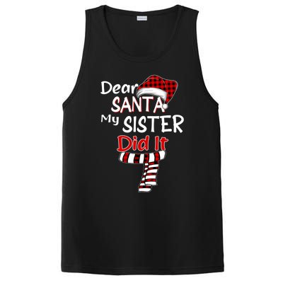 Christmas Santa Claus Red Plaid Dear Santa My Sister Did It Gift PosiCharge Competitor Tank