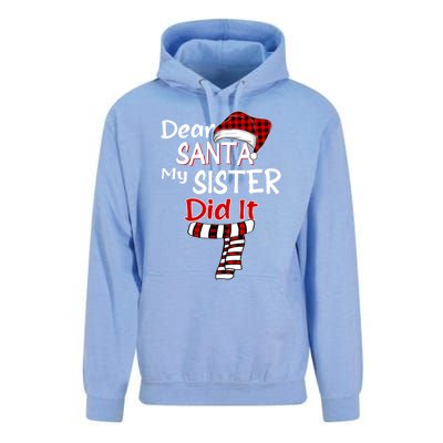 Christmas Santa Claus Red Plaid Dear Santa My Sister Did It Gift Unisex Surf Hoodie