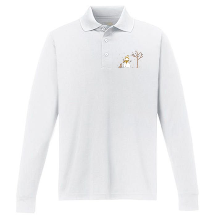 Christmas Snowman Performance Long Sleeve Polo