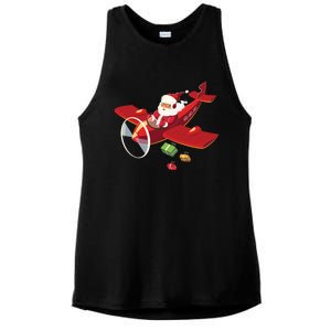 Christmas Santa Claus Pilot Flying Airplane Gift Cool Gift Ladies PosiCharge Tri-Blend Wicking Tank