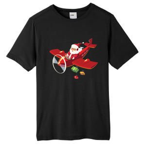 Christmas Santa Claus Pilot Flying Airplane Gift Cool Gift Tall Fusion ChromaSoft Performance T-Shirt