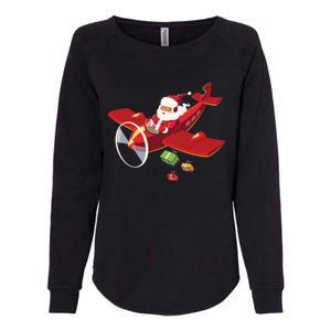 Christmas Santa Claus Pilot Flying Airplane Gift Cool Gift Womens California Wash Sweatshirt