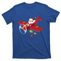 Christmas Santa Claus Pilot Flying Airplane Gift Cool Gift T-Shirt