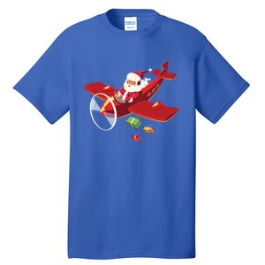 Christmas Santa Claus Pilot Flying Airplane Gift Cool Gift Tall T-Shirt