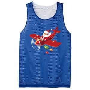 Christmas Santa Claus Pilot Flying Airplane Gift Cool Gift Mesh Reversible Basketball Jersey Tank