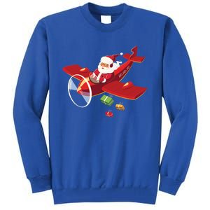 Christmas Santa Claus Pilot Flying Airplane Gift Cool Gift Tall Sweatshirt