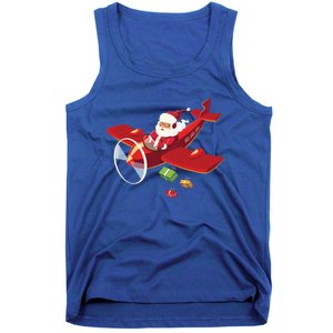 Christmas Santa Claus Pilot Flying Airplane Gift Cool Gift Tank Top