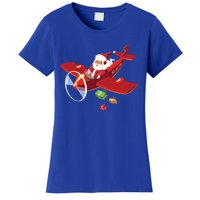 Christmas Santa Claus Pilot Flying Airplane Gift Cool Gift Women's T-Shirt