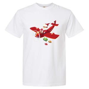 Christmas Santa Claus Pilot Flying Airplane Gift Cool Gift Garment-Dyed Heavyweight T-Shirt