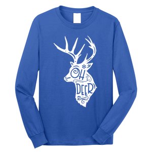 Christmas Snowflake Cute Deer Oh Reindeer Print Cool Gift Long Sleeve Shirt