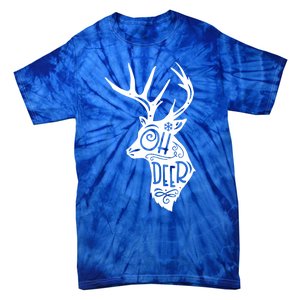 Christmas Snowflake Cute Deer Oh Reindeer Print Cool Gift Tie-Dye T-Shirt