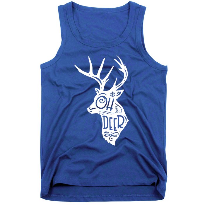 Christmas Snowflake Cute Deer Oh Reindeer Print Cool Gift Tank Top