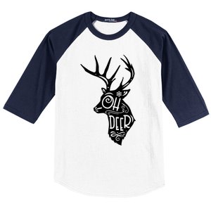 Christmas Snowflake Cute Deer Oh Reindeer Print Cool Gift Baseball Sleeve Shirt